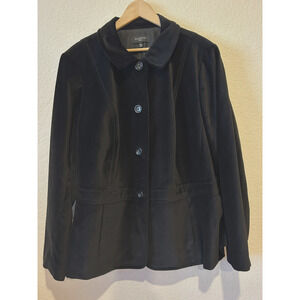 Talbots Velvet Blazer Jacket Black Classic Size 22W Old Money Preppy Holiday NWT